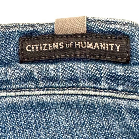 CITIZENS OF HUMANITY Agnes Crop Mid Rise Slim Straight Dip Dyed Denim Jeans - Picture 9 of 14